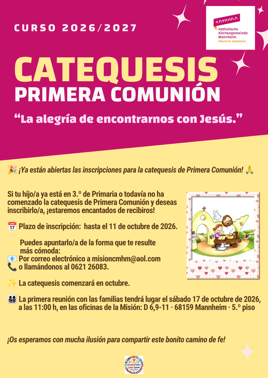 Quelle: Misiones Católica de Lengua Española Alemania, Misión Católica de Lengua Española Mannheim/Weinheim, Misión Católica de Lengua Española Mannheim/Weinheim
